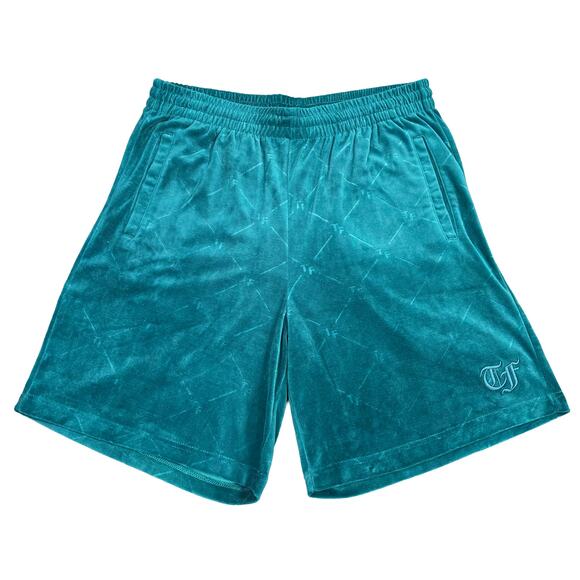 Teddy Fresh Green Checked Out Velour Drawstring Shorts Men's Medium - Picture 1 of 10